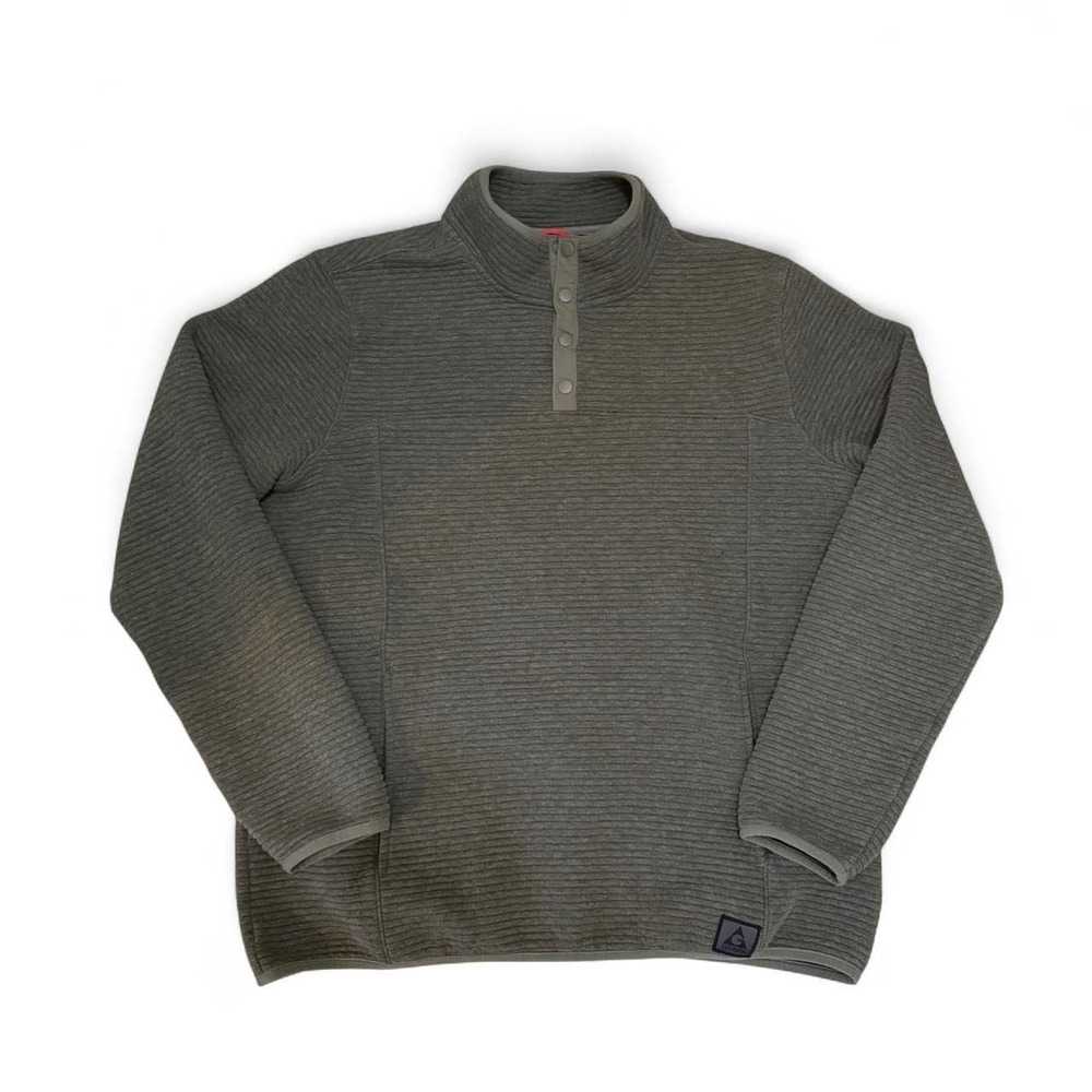 Gerry Men's Ribbed Quarter-Button Pullover Sweater - Grey - XL